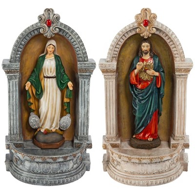 Design Toscano Holy Family Devotionals: Italian-Style Font Statues, Set of Two