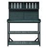 65" Garden Shed Storage Shelves Outdoor Plant Stand Flower Display Rack Wooden Patio Workstation 3-Tier Potting Workbench-The Pop Home - 3 of 4
