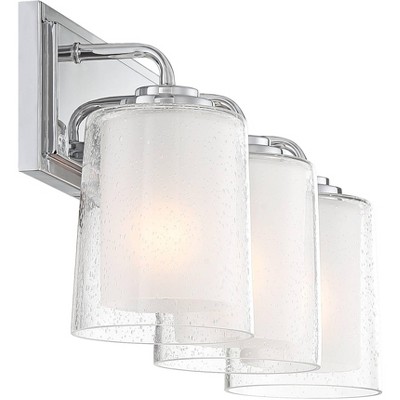 Mabelle 27" Chrome Modern Vanity Light with Frosted & Clear Glass