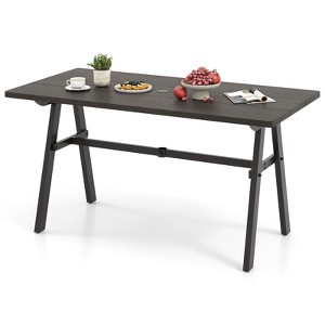 Tangkula 59" x 29.5" Rectangle Rustproof Patio Dining Table w/ 1.93" Umbrella Hole - 1 of 4