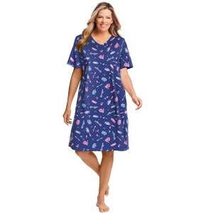 Dreams & Co. Plus Size Print Sleepshirt - 1 of 4