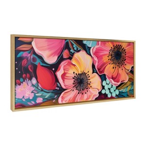 Kate & Laurel All Things Decor 18"x40" Sylvie Preppy Boho Aesthetic Colorful Floral Group Framed by The Creative Bunch Studio Vibrant Gold - 1 of 4