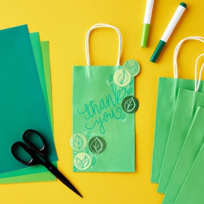 Green Small Paper Gift Bags with Handles, 25-Pack