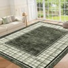 Modern Area Rug Ultra-Soft Throw Rugs Contemporary Plaid Accent Carpet Non-Shedding Bordered Floor Cover Foldable Thin Indoor Mat for Bedroom - 3 of 4