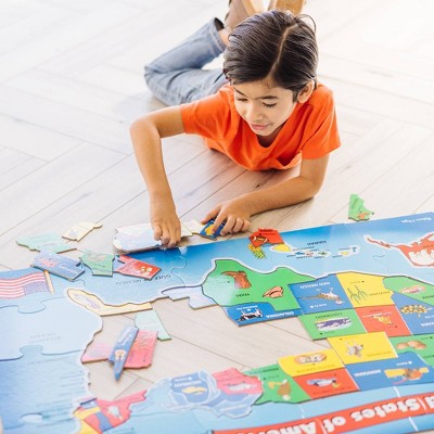 Colorful USA Map Floor Puzzle with Extra-Thick Pieces