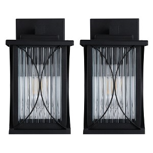 DAKAFUL Outdoor Wall Sconce Light Metal & Glass, Matte Black, Wall Light Fixture For Porch, Garage, Patio (Set Of 2)-Black - 1 of 4