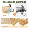 Wooden Swing Bench, Heavy Duty Outdoor Hanging Swing Chair with Adjustable Chains & Ergonomic Back, 440LBS Capacity for Patio, Courtyard, Garden - 3 of 4