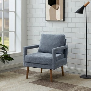 Mid-Century Armchair , Accent Chair with Chenille Armrest - 1 of 4