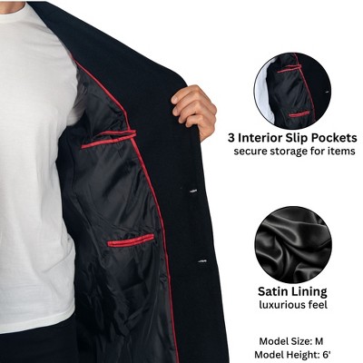 Alpine Swiss Luke Mens Wool Blend Overcoat Single Breasted Topcoat Tailored Notch Lapel Coat Business Professional BLK LRG — фото 4