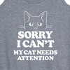 Women's Instant Message Sorry My Cat Needs Attention Graphic Racerback Tank - Heather Grey - Large - 2 of 4