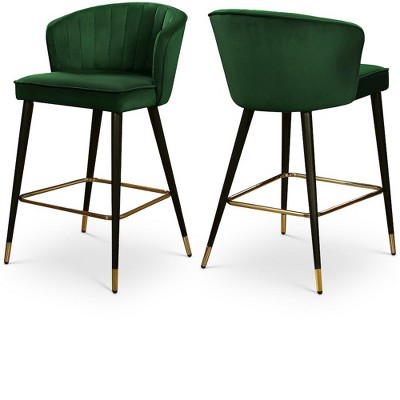 Meridian Furniture,Cassie Green Velvet Stool, Set of 2