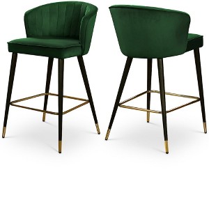 Meridian Furniture,Cassie Green Velvet Stool, Set of 2 - 1 of 4