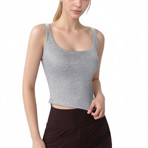 Anna-Kaci Active Women's Ribbed Knit Square Neck Tank Top with Wide Straps - 1 of 4