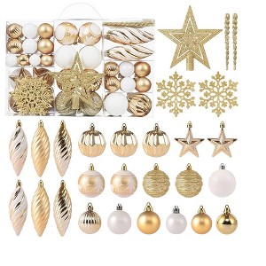 Aoibox 100 Pack Shatterproof Christmas Ball Ornaments Assorted Hanging Tree Decor Set with Reusable Gift Box for Holiday Home Gold - 1 of 4
