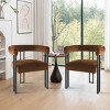 Set Of Two Accent Chairs,Barrel Armchair,Minimalist Velvet Fabric With Black Leg Accent Chair,Curved Back Living Room Chairs-Cuddlewood - 2 of 4