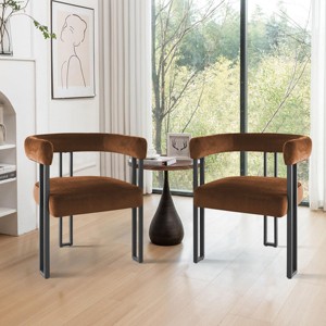 Set Of Two Accent Chairs,Barrel Armchair,Minimalist Velvet Fabric With Black Leg Accent Chair,Curved Back Living Room Chairs-Cuddlewood - 1 of 4