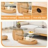 Oval Coffee Table with Double Layer Design, Glass Cocktail Table Accent Table Sofa Side Table Center Table, Marble / Wood Grain - ModernLuxe - 3 of 4