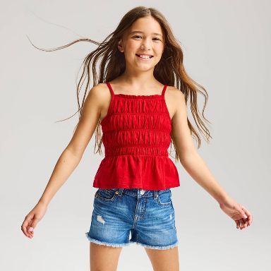 Girls' Smocked Peplum Tank Top - Cat & Jack™ Red XS