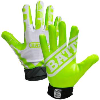 Battle Sports Receivers Ultra-Stick Football Gloves - White/Neon Green