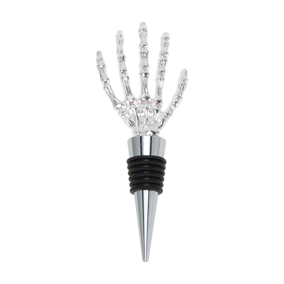 Unique Bargains Skeletal Hand Stopper Aluminum Alloy TPE Black Silver Tone 5.20"x1.97"x0.79" 1 Pc