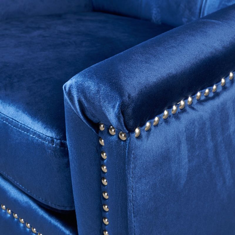 Jaclyn New Velvet Tufted Club Chair - Navy - Christopher Knight Home, 4 of 6