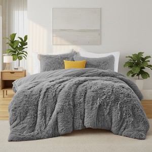 Peace Nest Shaggy Plush Comforter Set Faux Fur with Velvety Reversible Backing - 1 of 4