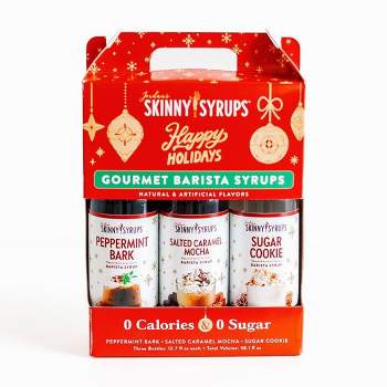 Jordan's Skinny Syrups Happy Holidays Trio Salted Caramel Mocha Christmas Cookie Peppermint Bark Gourmet Coffee Syrups - 38.1oz