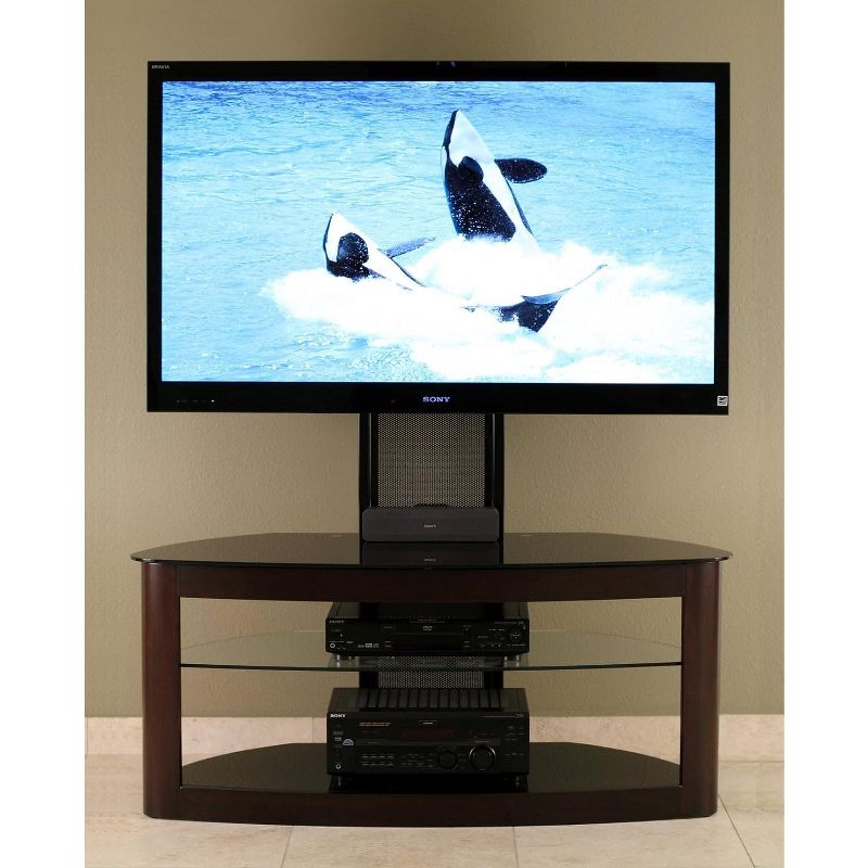 TransDeco Flat panel TV mounting system w/ 3 AV shelves for up to 80Inch plasma or LCD/LED TVs - Espresso, 2 of 3