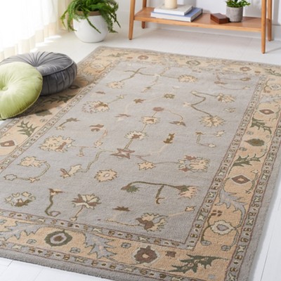 Elegant Gray Hand-Tufted Wool Rectangular Rug 4' x 6'