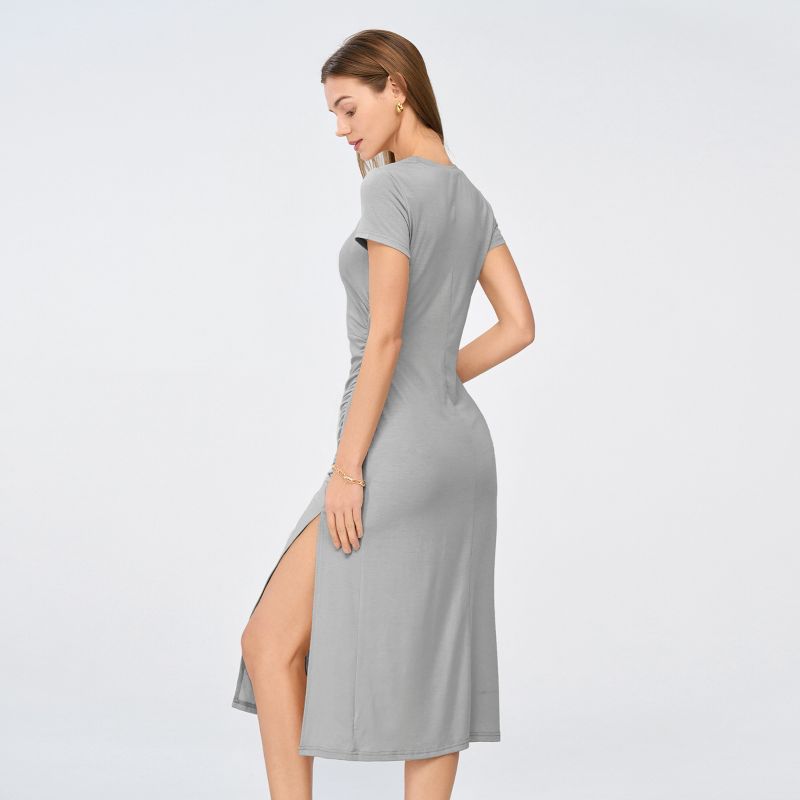 Women's Short Sleeve Ruching Bodycon Midi Dress - Cupshe, 6 of 9