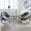 Modern Papasan Rocking Chair, Outdoor Rocker Recliner Chair with Metal Frame and Soft Tufted Cushion for Garden, Living Room – ModernLuxe - 3 of 4