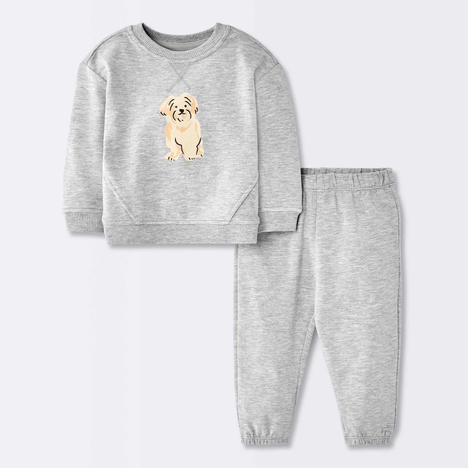 Baby Boys' Dog Sweatshirt and Joggers Set - Cloud Island™ Gray