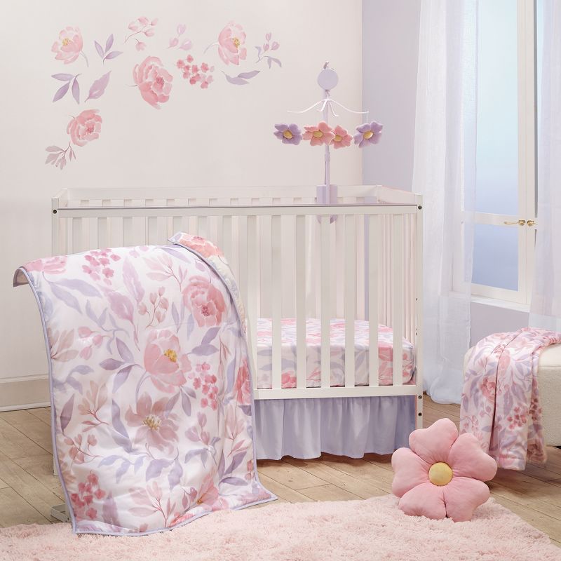 Bedtime Originals Lavender Floral 3-Piece Baby Crib Bedding Set - Pink/Purple, 1 of 10