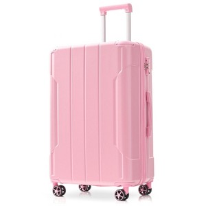 24 Inch Pink Hardshell Luggage Lightweight Durable ABS Suitcases with Double Wheels Expandable Checked - 1 of 4