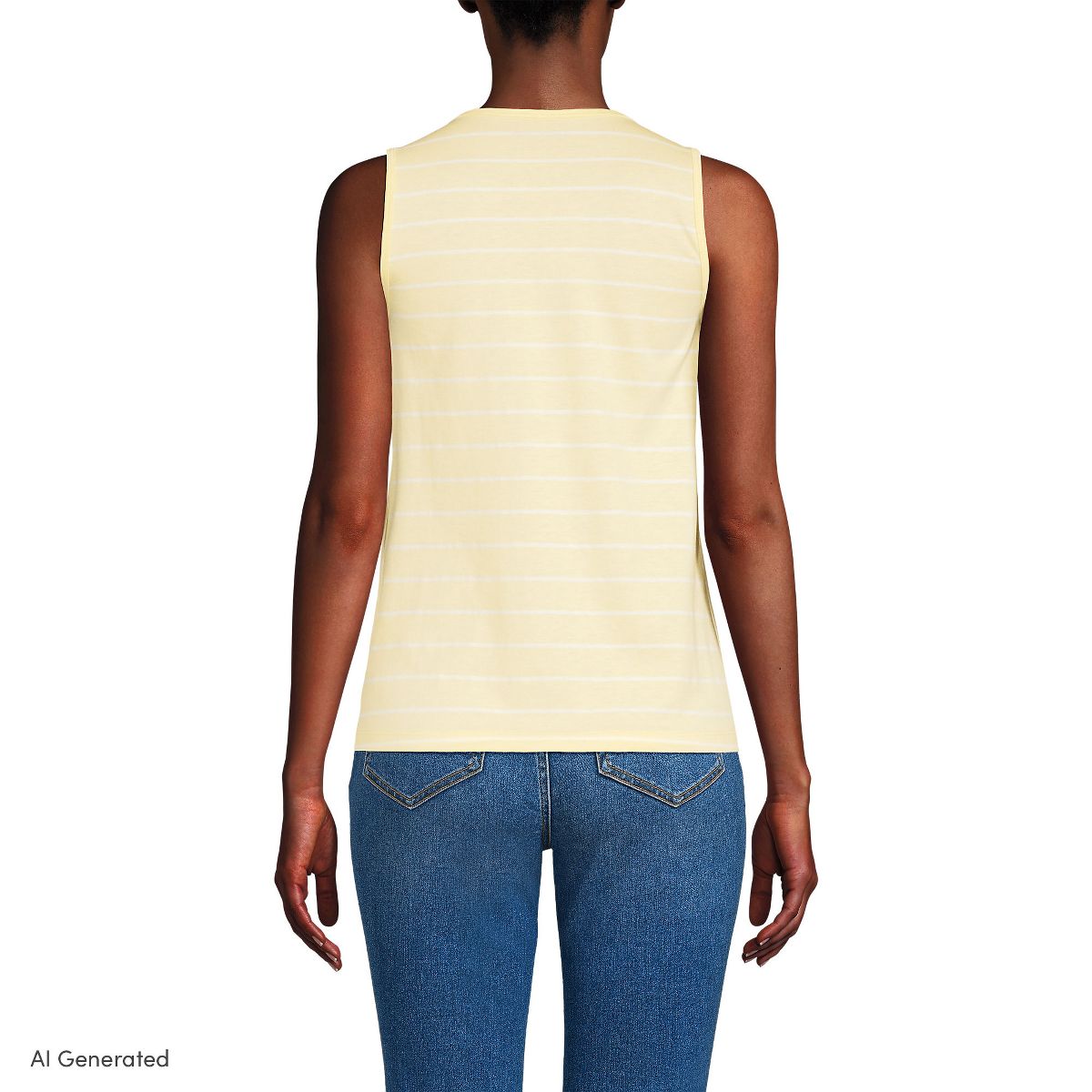 Lands' End Women's Supima Keyhole Tank - thumbnail 2