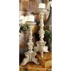 Olivia & May Set of 2 Classic Distressed Wooden Candle Holders White : Elegant Tabletop Decor - 2 of 4
