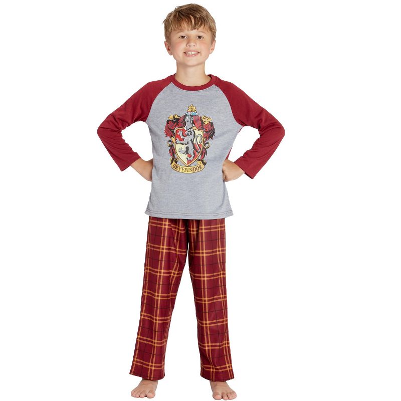 Harry Potter Boys' Raglan Shirt And Plaid Pajama Pants Set, 1 of 4
