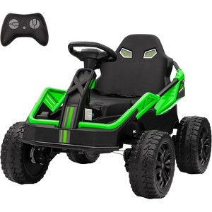24V Ride-on Toys for Big Kids, Electric Four Wheeler with Parent Remote, Bluetooth Music, Horn, 4 Shock Absorbers, Dual 12v Batteries, Green - 1 of 4