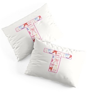 Deny Designs Standard April Lane Art Fancy Bow Monogram T Microfiber Printed Pillow Sham - 1 of 3