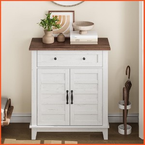 Farmhouse Storage Cabine 3-Tiers Adjustable Shelf with 7 Gears, Rustic Kitchen & Dining Room Organizer - 1 of 4