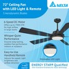 Delta Breez Pleasanton 72" Ceiling Fan with LED, Remote, Indoor/Outdoor, Ideal for Large Room, Bedroom, Living Room, Modern Farmhouse Decor, Black - 2 of 4