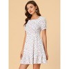 INSPIRE CHIC Women's Square Neck Ruffle Trim Short Sleeve Floral Dress - 4 of 4