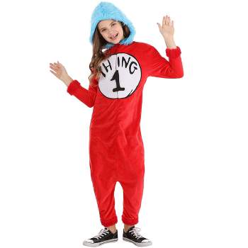 HalloweenCostumes.com Small/Medium   Dr. Seuss Thing 1 and Thing 2 Jumpsuit Costume Kids., Black/White/Red