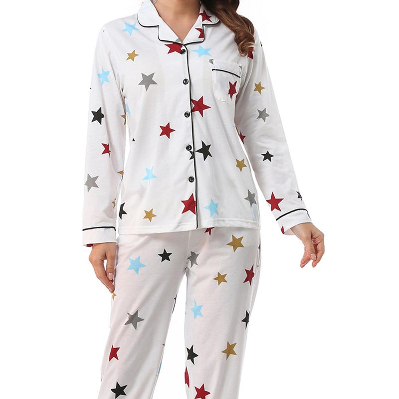 cheibear Womens Sleepwear Lounge Cute Print Nightwear with Pants Long Sleeve Pajama Set, 5 of 6