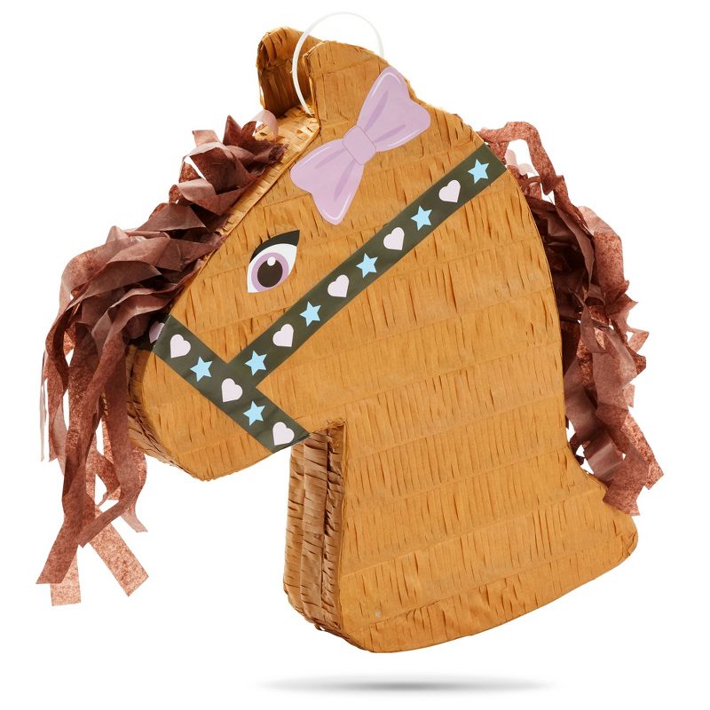 Blue Panda Small Pony Design Pinata for Wild West Horse Themed Cowgirl Birthday, Farm Party Supplies and Decorations, 12 x 16 x 3 in, 1 of 9