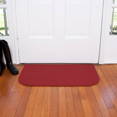 Red Rectangular Washable Non-Slip Synthetic Accent Rug