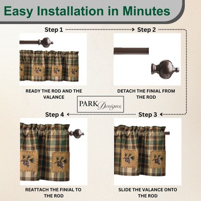 Green and Beige Cotton Plaid Rod Pocket Valance