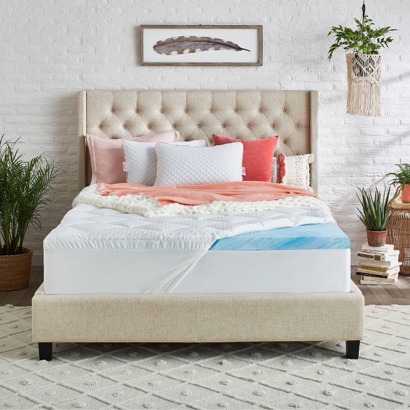 3" Plush Pillowtop Gel Memory Foam Mattress Topper with Cool Touch Antimicrobial Cover - nüe by Novaform, 3 of 9