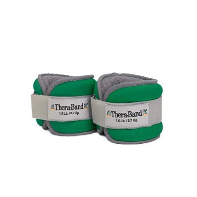 THERABAND Ankle Weights, 1.5 lbs Each, Green, Set of 2, Cardio, Strengthening