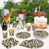 Hachikiko Animal Leopard Print Party Supplies Pack,Jungle Safari Cheetah Print Birthday Party Decorations Zoo Disposable Tableware,Animal Paper Plates - 4 of 4